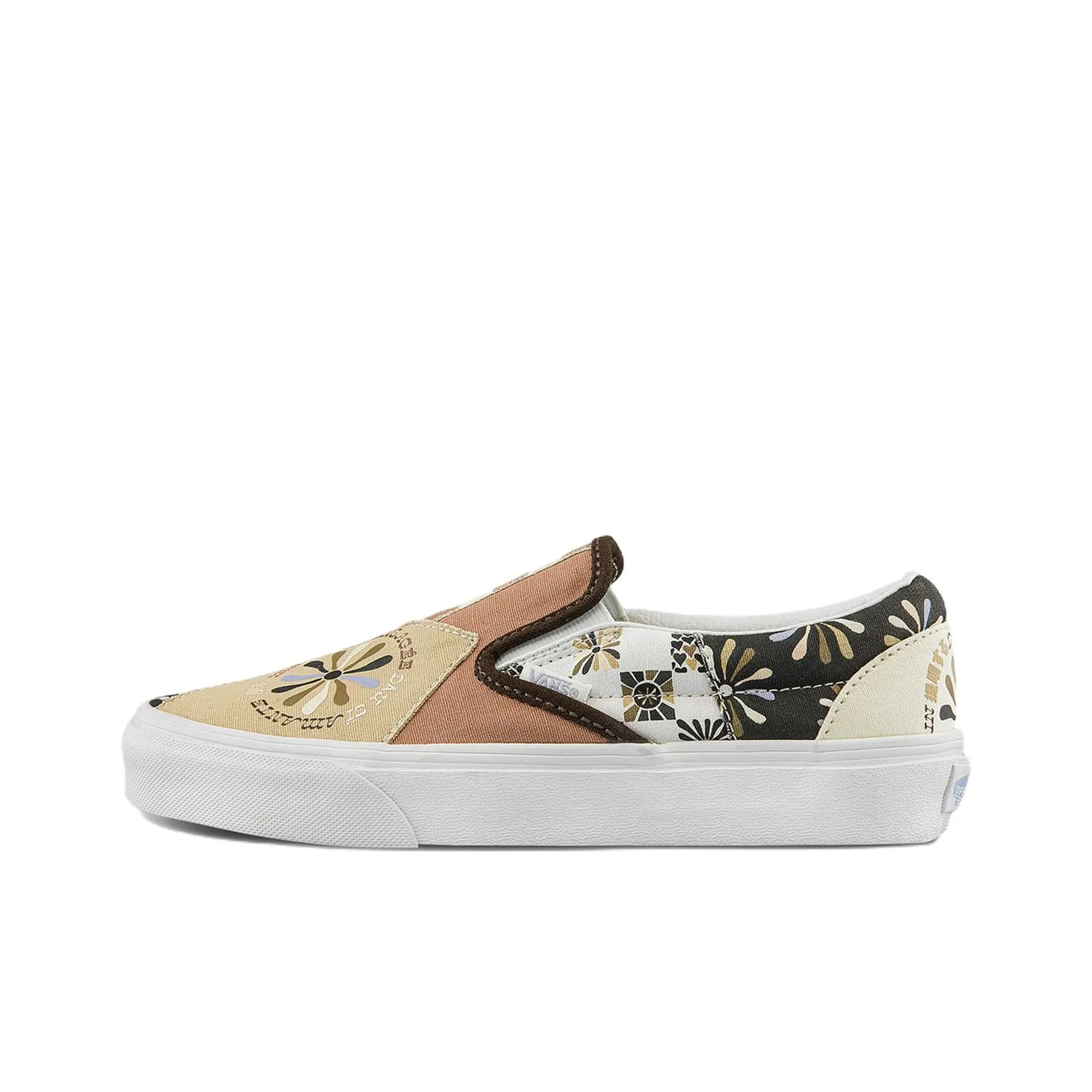Vans Slip On Холст Износостойкий Легкий Низкий Верх Скейтборд Обувь Унисекс Коричневый Белый