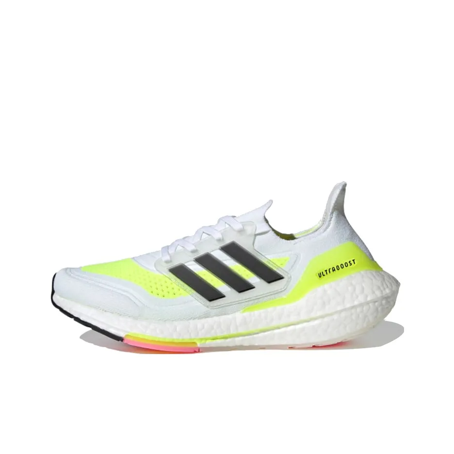 Adidas Ultraboost 21 Комфортная ткань Амортизация Противоскользящие Легкие Низкие кеды Беговые кроссовки Женские