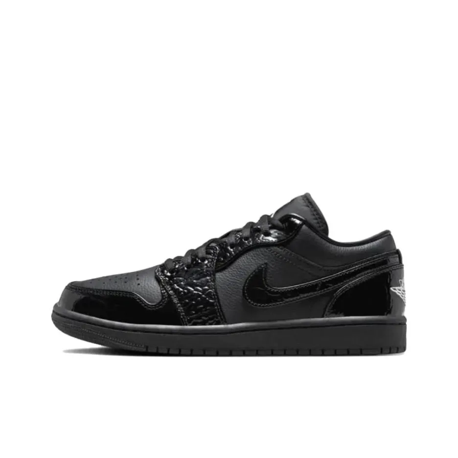 Jordan Air Jordan 1 Лакированная кожа кожа противоскользящая низкий топ ретро-баскетбольные кроссовки женские черный